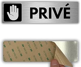 LEIASA | Panneau Adhésif Privé - 5x18 cm - Épaisseur 0,8 mm - Aluminium - Panneau Zone Privée - Signal Accès Restreint - Autocollant 3M - Espace Exclusif - Signal privé